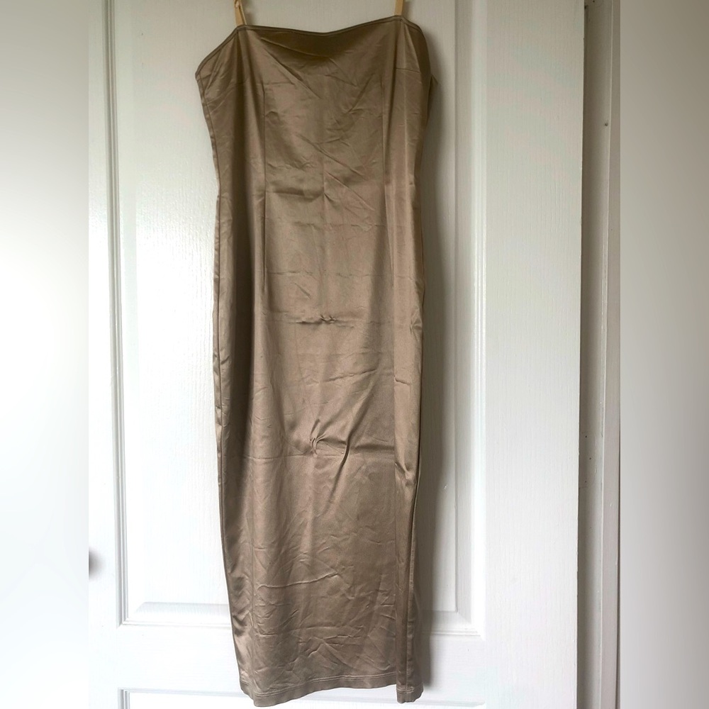 Dolce & Gabbana Taupe Slip On Strap Midi Dress